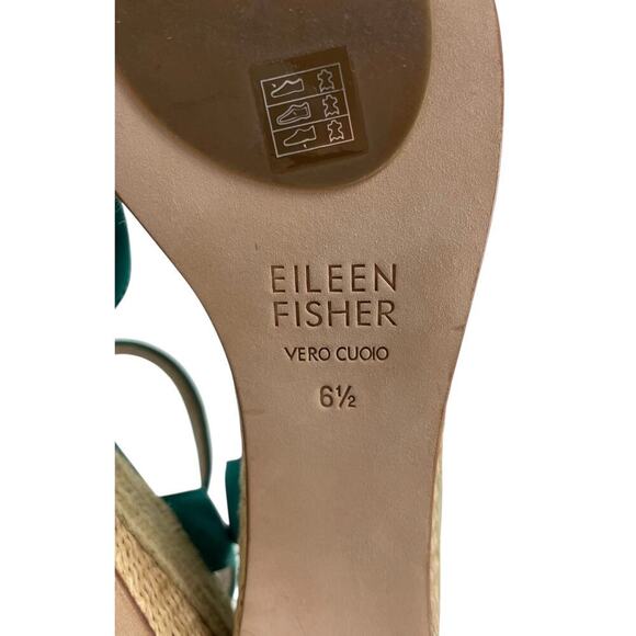 Eileen Fisher Form Suede Espadrille Wedge Sandals Teal Size 6.5 Beach Boho Chic - Picture 11 of 11